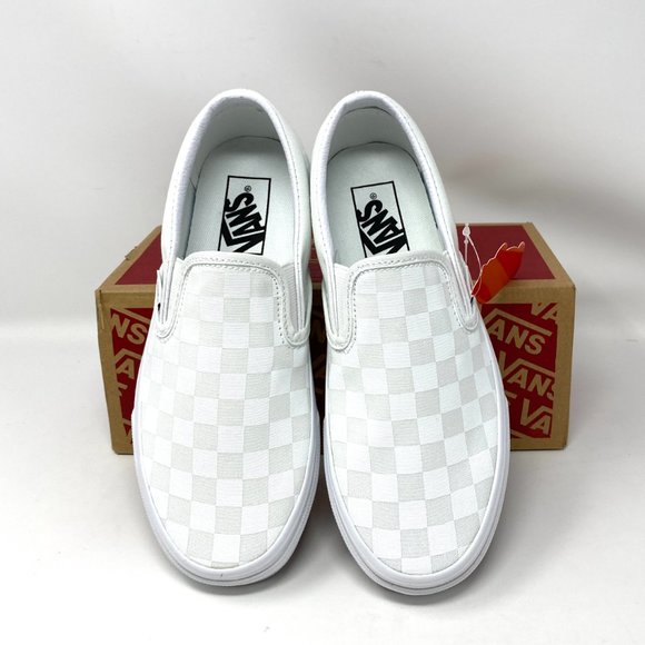 SANTA’S DEAL 🎄 VANS Classic Slip-On Checkerboard White Low Top Women's Size 6.5 - Picture 3 of 11